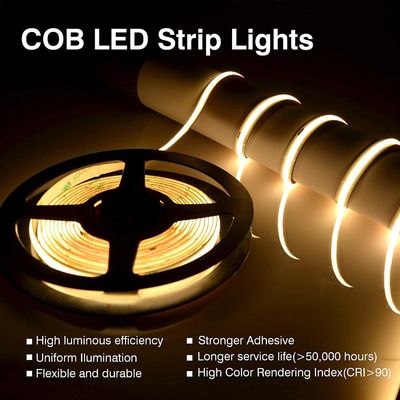 Ra90 DC 480 LED Chips Cob Led Rgb شريط ليد مرن 24 فولت 3000 كيلو