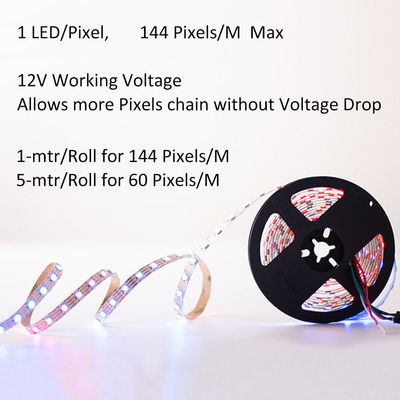 Ws2815 رقمي RGB Led قطاع فردي إشارات بيانات Daul القابلة للعنونة 60 LEDs 144 بكسل
