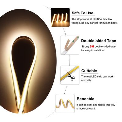 8mm 10mm 3000k الصمام الخفيفة المرنة LED COB CRI 90 الجليد الأحمر الأخضر الأصفر الدافئ البارد الأبيض