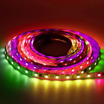 شريط إضاءة LED رقمي RGBIC 5050 SMD قابل للعنونة 60 مصباح / متر 24 فولت