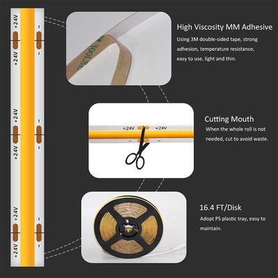 2023 COB LED Strip 480leds 2700K 3000K 4000K 6000K شريط مرن بدون نقاط