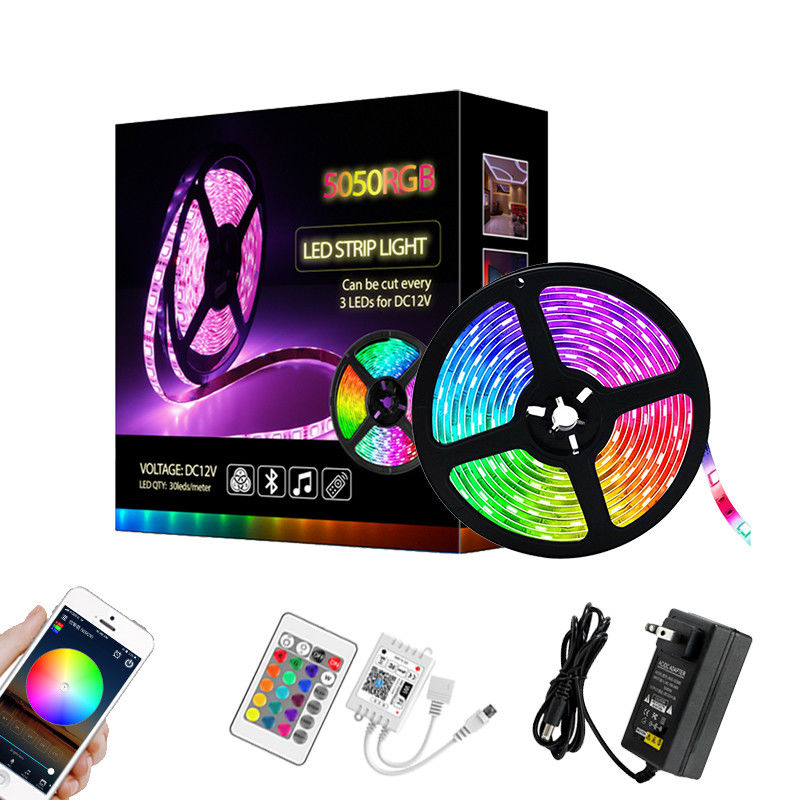 RGB 5050 مجموعة الإضاءة الشريط الذكية LED الموسيقى الخفيفة IP65 للماء 5M ديكور المنزل
